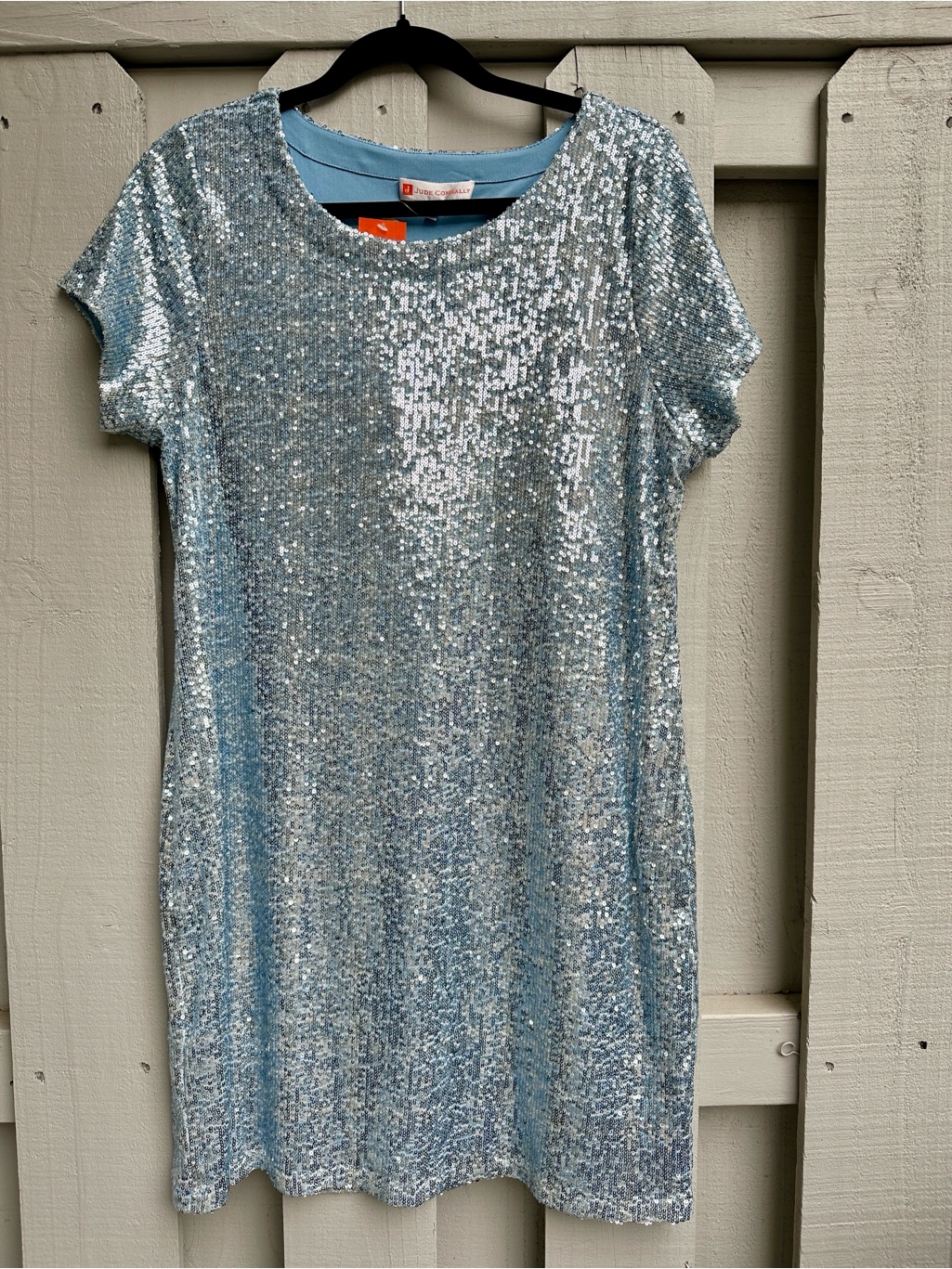 Silver Sequin Short-Sleeve Party Dress